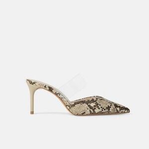 Zara Vinyl and Animal Print Heeled Mules